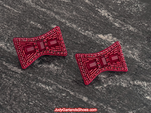 Ruby slipper bows sewn by hand